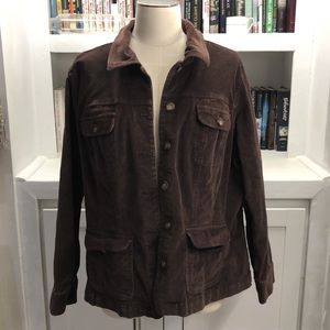 St. Johns Bay Stretch Brown Corduroy Jacket Size 1X Shaket